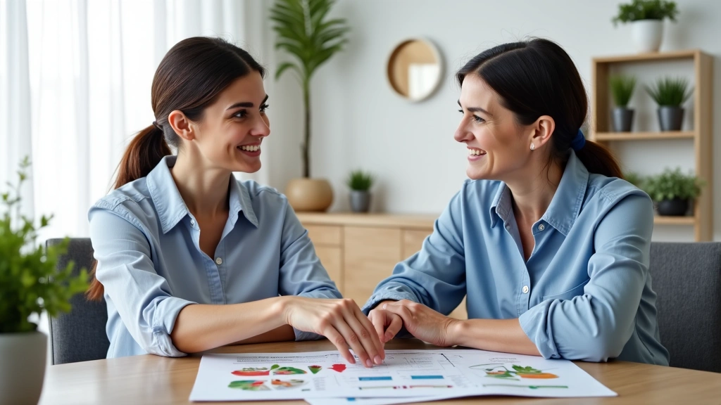 A dietitian consulting with a client, showing empathy and clear communication in a professional office setting.