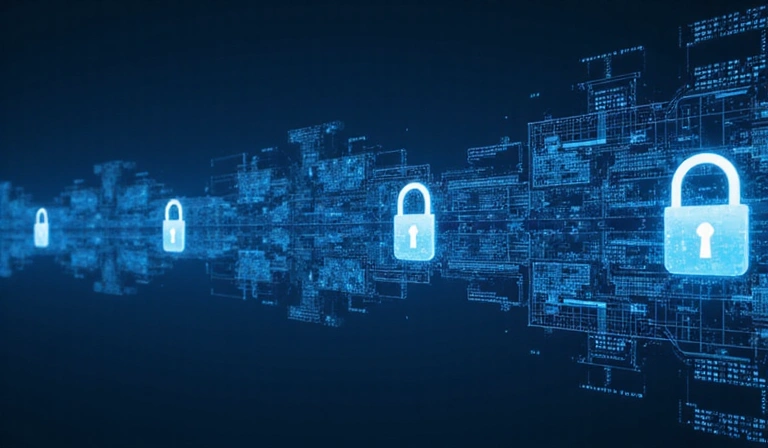 A visual representation of data being securely transferred between different entities.