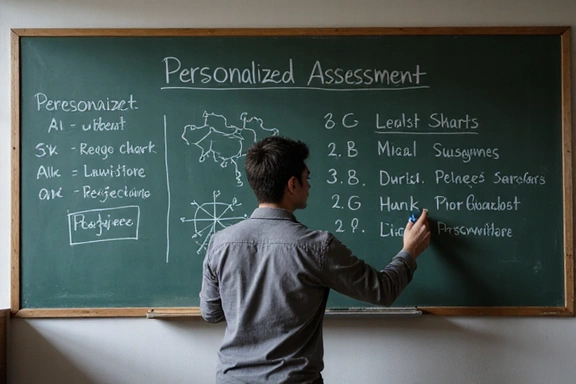 A person charting their progress on a blackboard, symbolizing personalized assessment and goal setting.